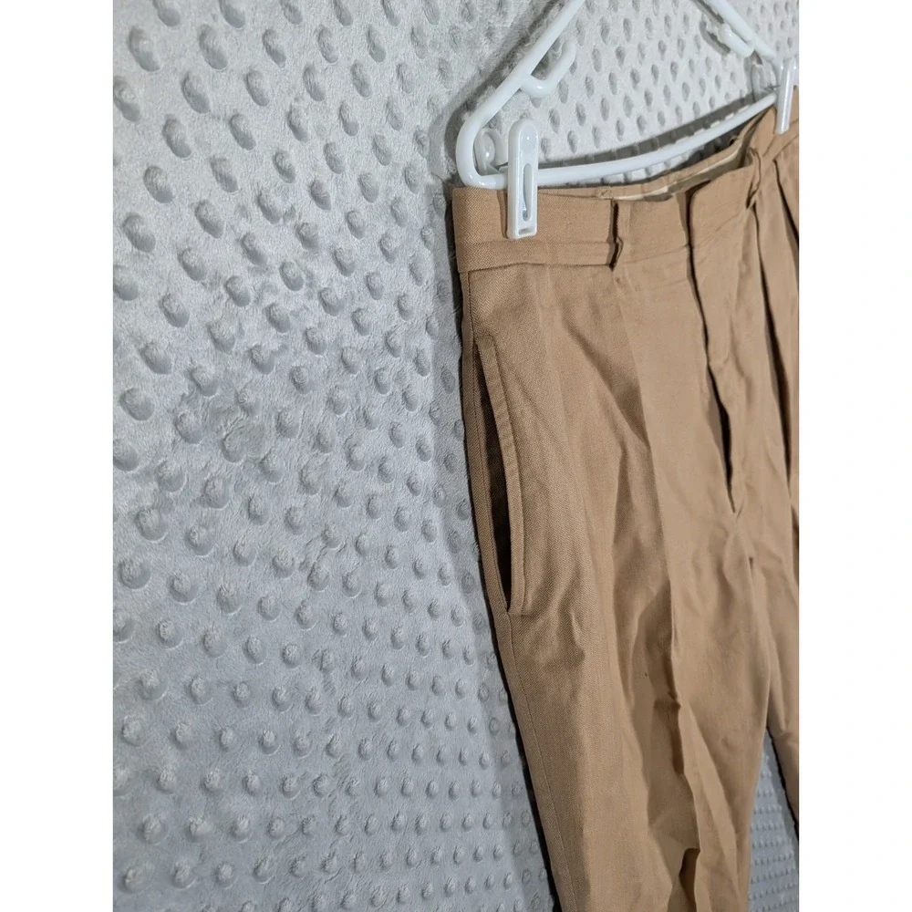 VTG Polo Ralph Lauren Pleated Herringbone Trouser Men 36x31* Beige Cotton Cuffed